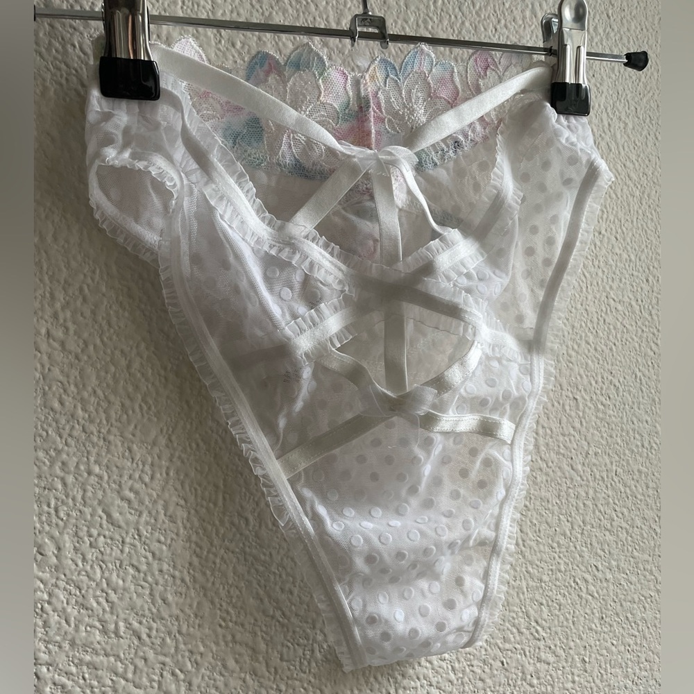 For Love and Lemons Outline Rainbow Floral Embroidered Lace Panty - Picture 9 of 11